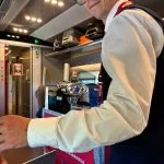 iIalian train serves espresso with a smile